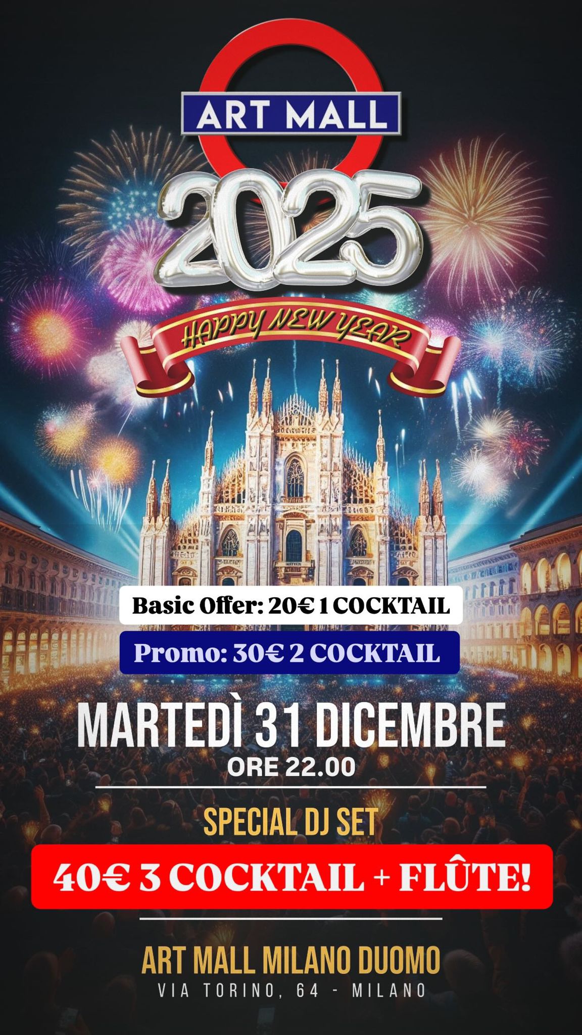 capodanno art mall milano 2025 info al 3516641431