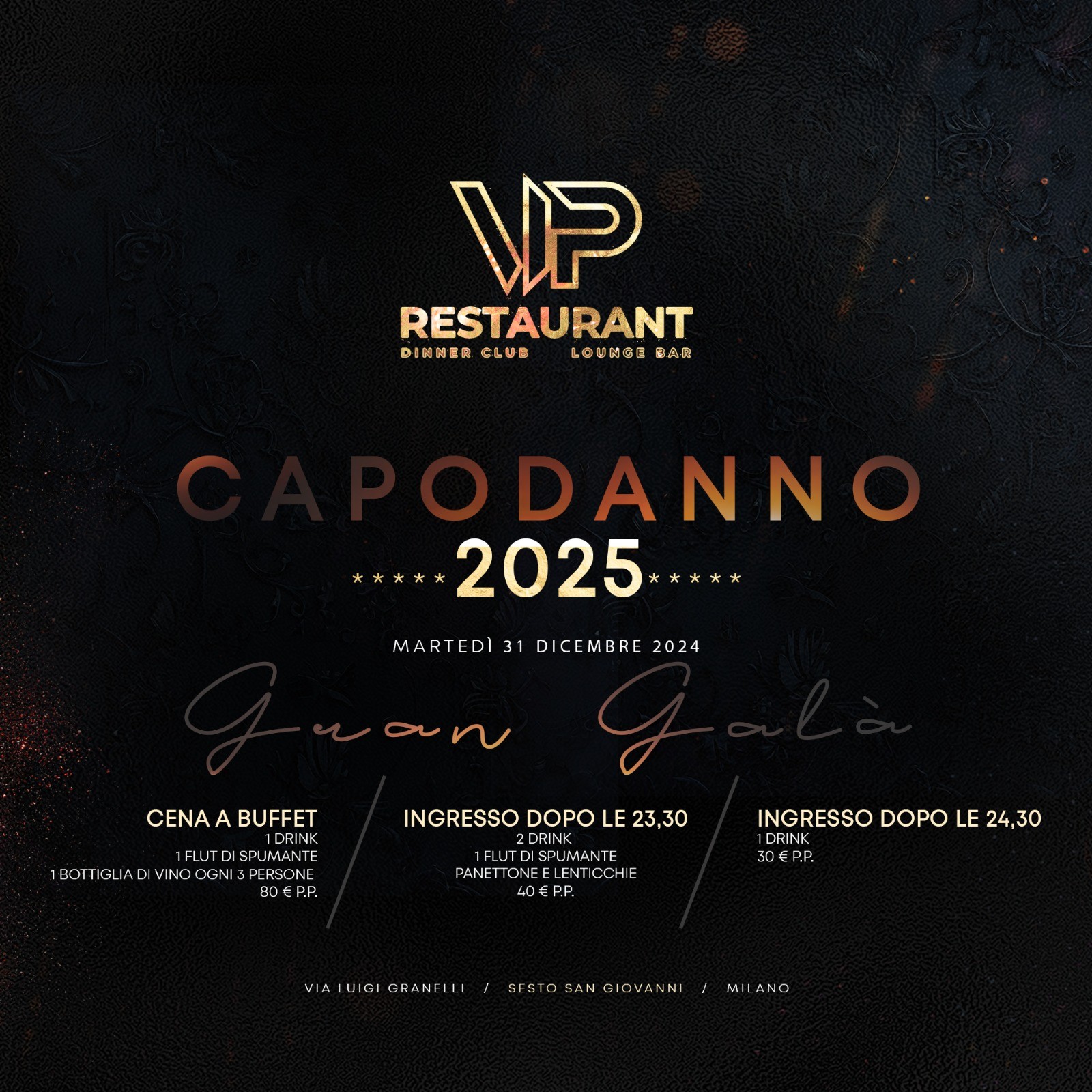 capodanno vip restaurant milano 2025 info al 3516641431